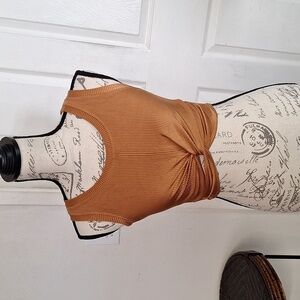 Aerie OFFLINE Ribbed Shine Twist Front Sports Bra New